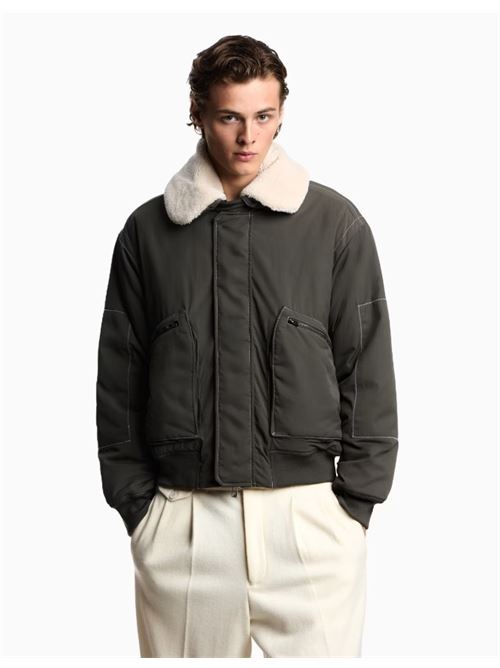 Giubbotto bomber in twill di nylon con collo effetto shearling Emporio Armani | EM003264 AF18269.U8120